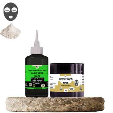 Soothing Sandalwood Mask And Aloe Vera Juice - 60ml each ,For Pimples ,Sun Tan & Skin Glow