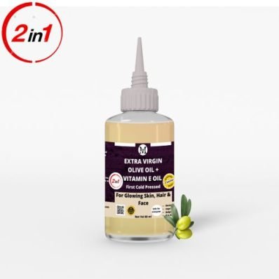 Extra Virgin Olive & Vitamin E Oil - 60ml,Stimulate Collagen Production ,For Glowing And Healthy Skin & Face