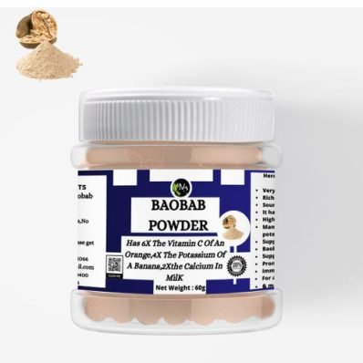 Baobab Powder-100g,Has 6X The Vitamin C Of An Orange,4X The Potassium Of A Banana,2Xthe Calcium In Milk