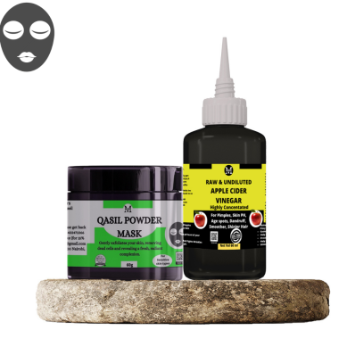 Qasil Powder with Apple Cider Vinegar-60ml Each,Gentle Exfoliation,Acne Control,Deep Cleansing,Skin Brightening,Hair Strengthening