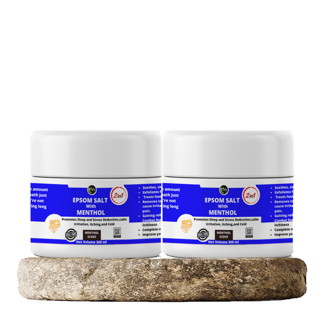 Relaxing Epsom (Magnesium sulfate) Salt with Menthol -600g,for Muscle Relaxation,Sinus Congestion.Stress Relief,Detoxification,Improved Sleep , 1.2 kg (Pack of 4 ,Each 300g)