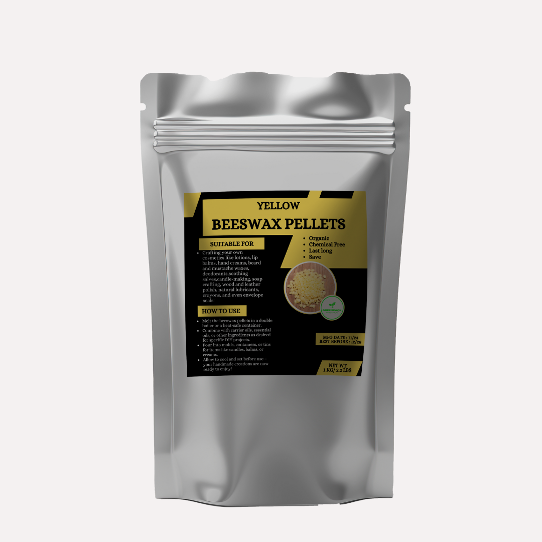 Yellow Beeswax Pellets - 1Kg ,Whole Sale Price ,Perfect for rafting your own cosmetics like lotions, lip balms, hand creams, beard and mustache waxes, deodorants,soothing salves,candle-making & soap crafting