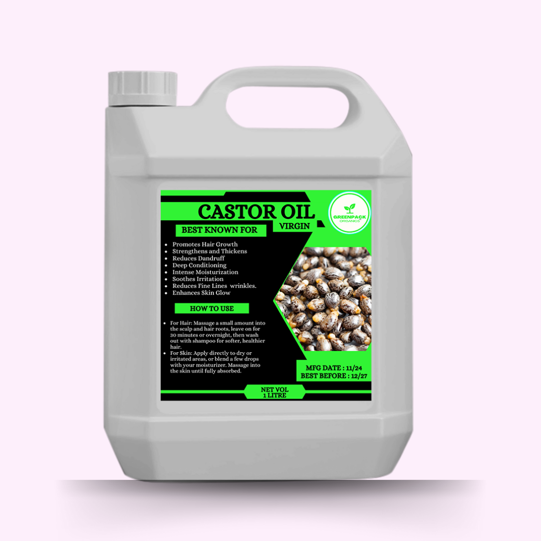 Virgin Castor Oil - 1l,Whole Sale Price,Promotes Growth,Deep Moisturization,Eliminates Stretchmarks