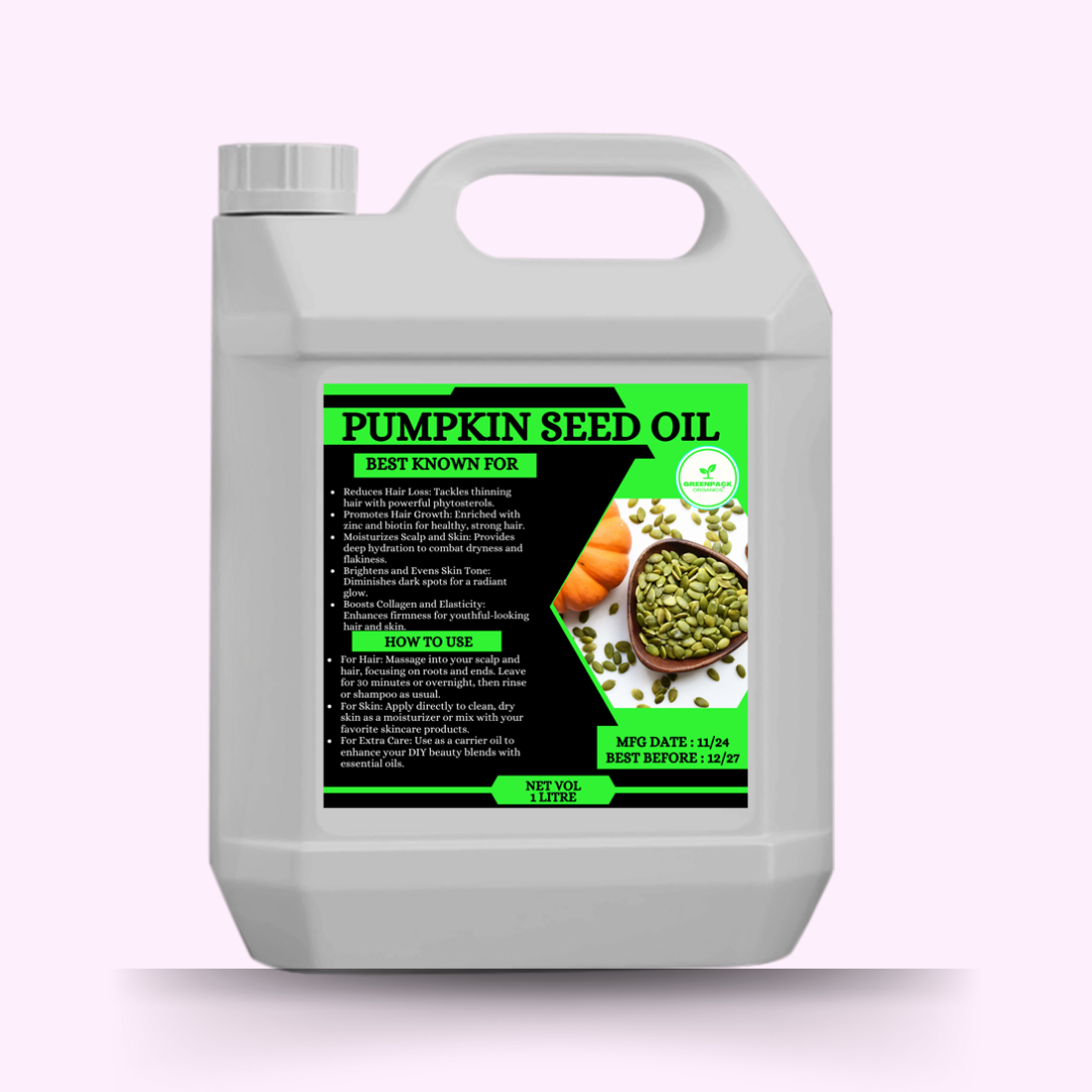 Pumpkin Seed Oil 1l,Whole Sale Price,Combats Hair Thinning,Encourage stronger, fuller hair,Brightens Skin Tone