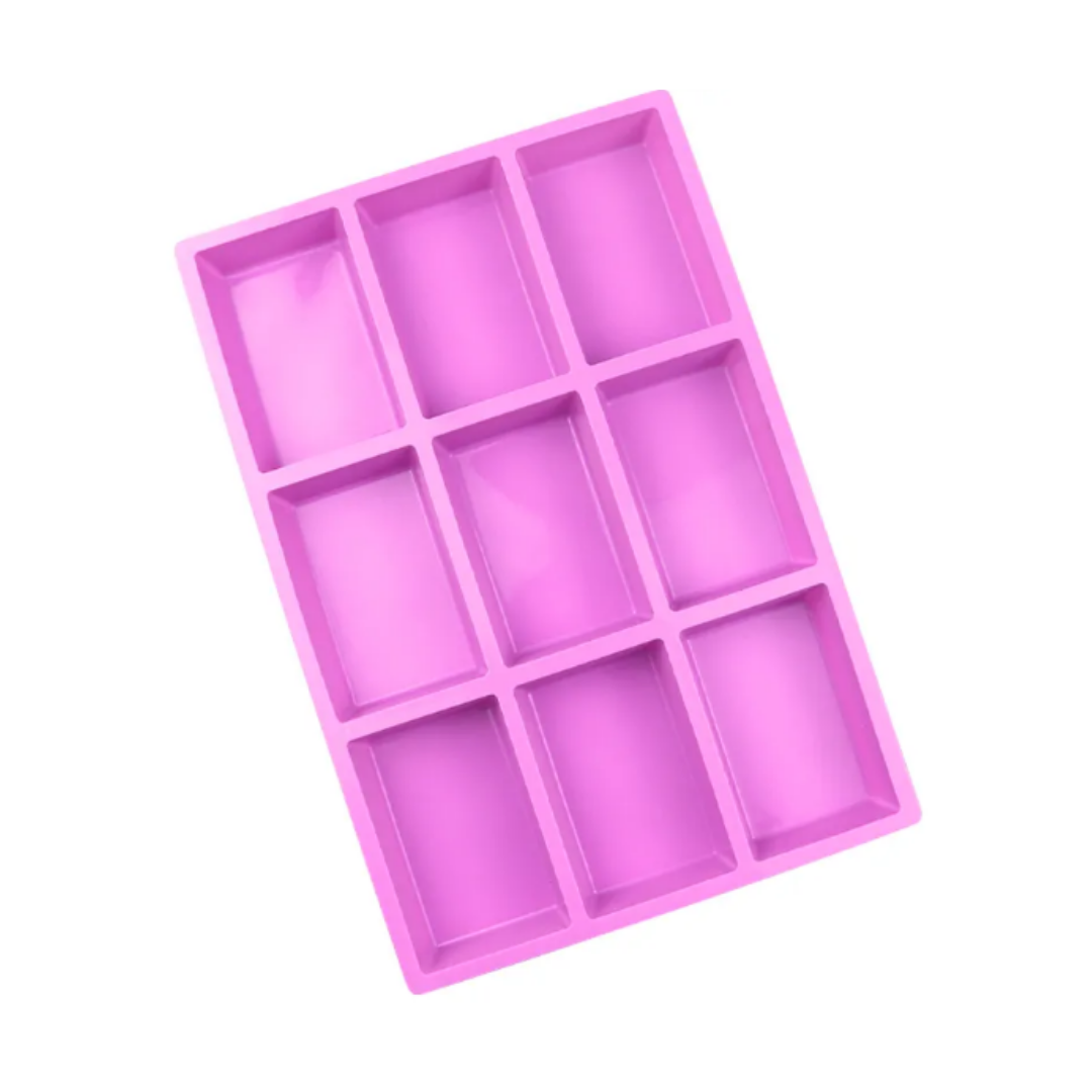 9-Cavity Rectangle Silicone Mold - Premium Quality for Soap Making