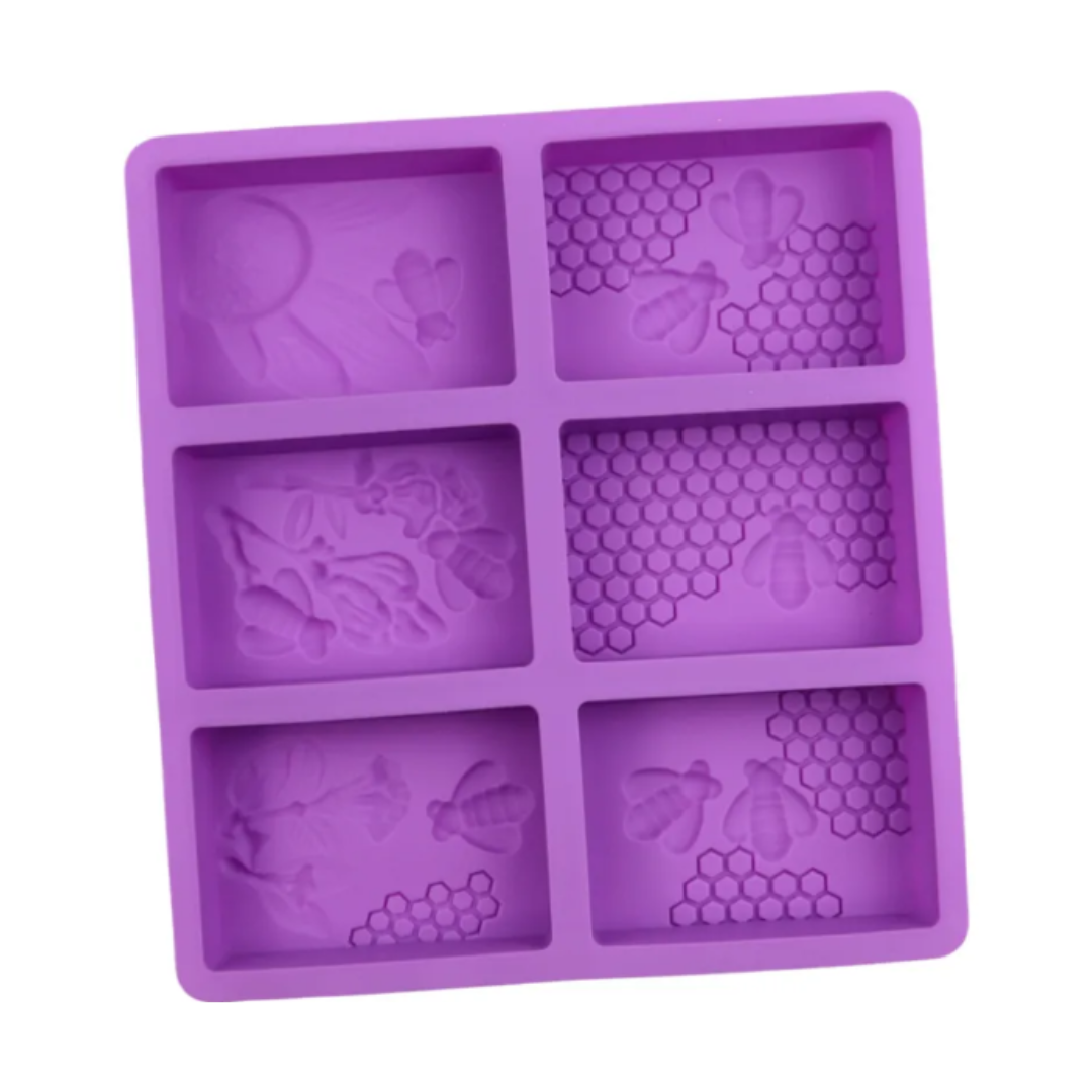 6 Hole Honey Bee and Honeycomb Silicone Mold