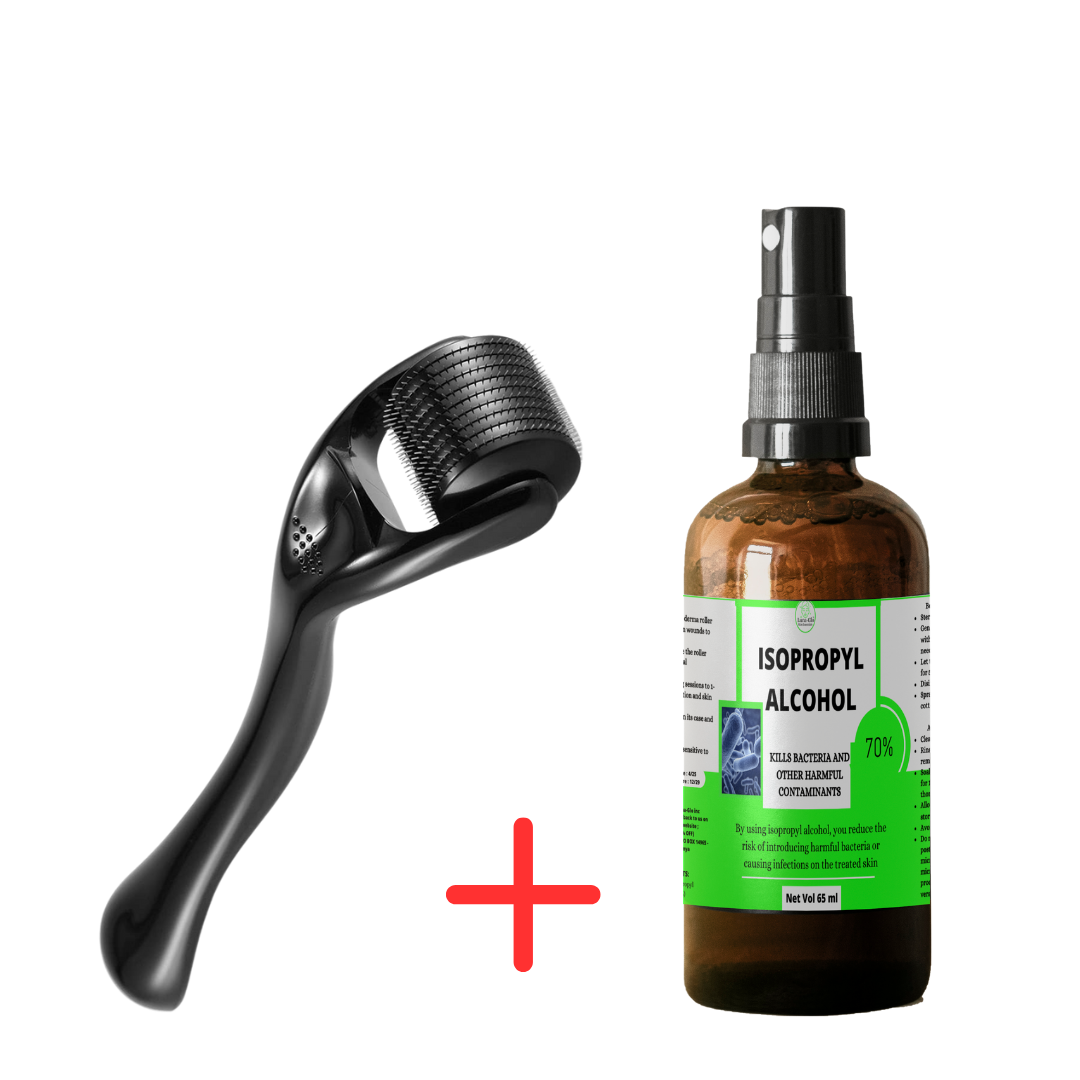Derma Roller 0.25mm / 0.5mm with isopropyl alcohol solution(70%) (65ml)- Boost Collagen Production,Fades Acne Scars & Stretch Marks
