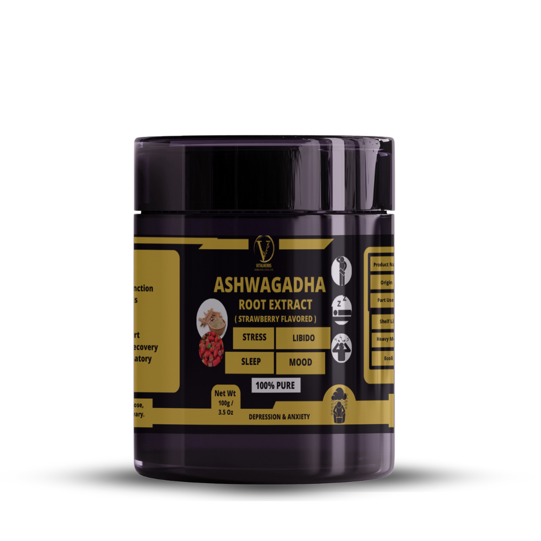 Ashwagadha Extract With Strawberry - Tasty,Finely Ground,Soluble in water,Stress Relief Champion,Improves sleep