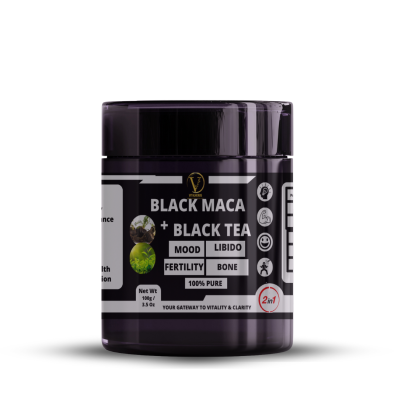 Black Maca With Black Tea Extract Powder - Boosts Energy Levels ,Enhances Mental Clarity, Supports Hormonal Balance & Increases Libido