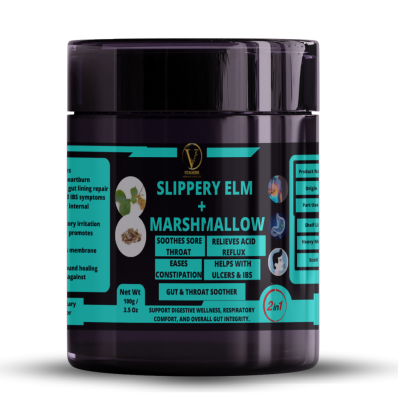 Slippery Elm & Marshmallow Root Extract Blend - Soothes Sore Throat,Relieves Acid Reflux,Helps with Ulcers & IBS ,Eases Constipation